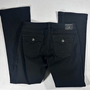 True Religion Disco Becky Black Jeans Flare Swarovski Crystal Gem Buttons